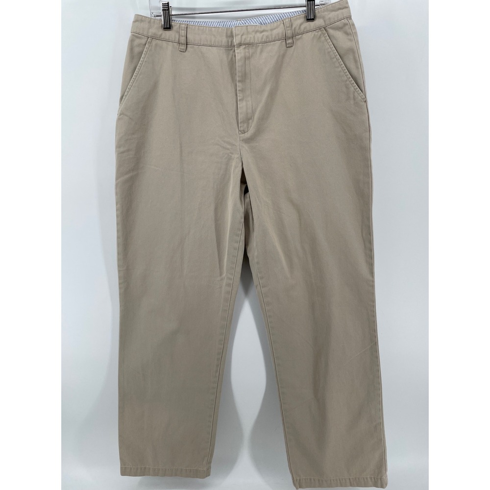 Tommy Hilfiger Chino Pants Womens 14 Tan Khaki Cotton Flat Front Classic Preppy